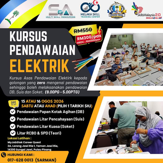Poster kursus Melaka Skill Training Center 1