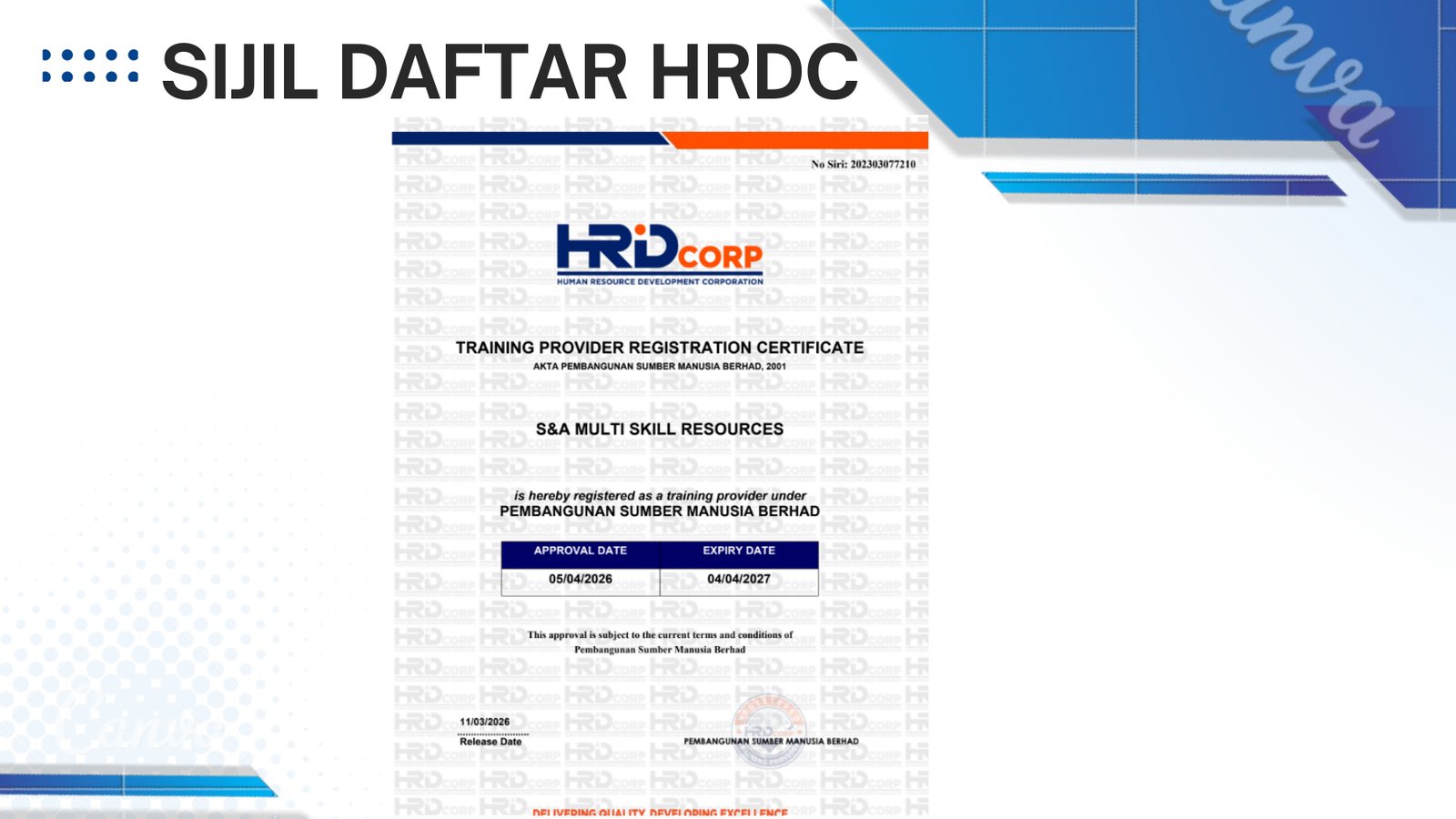 Sijil daftar HRD Corp