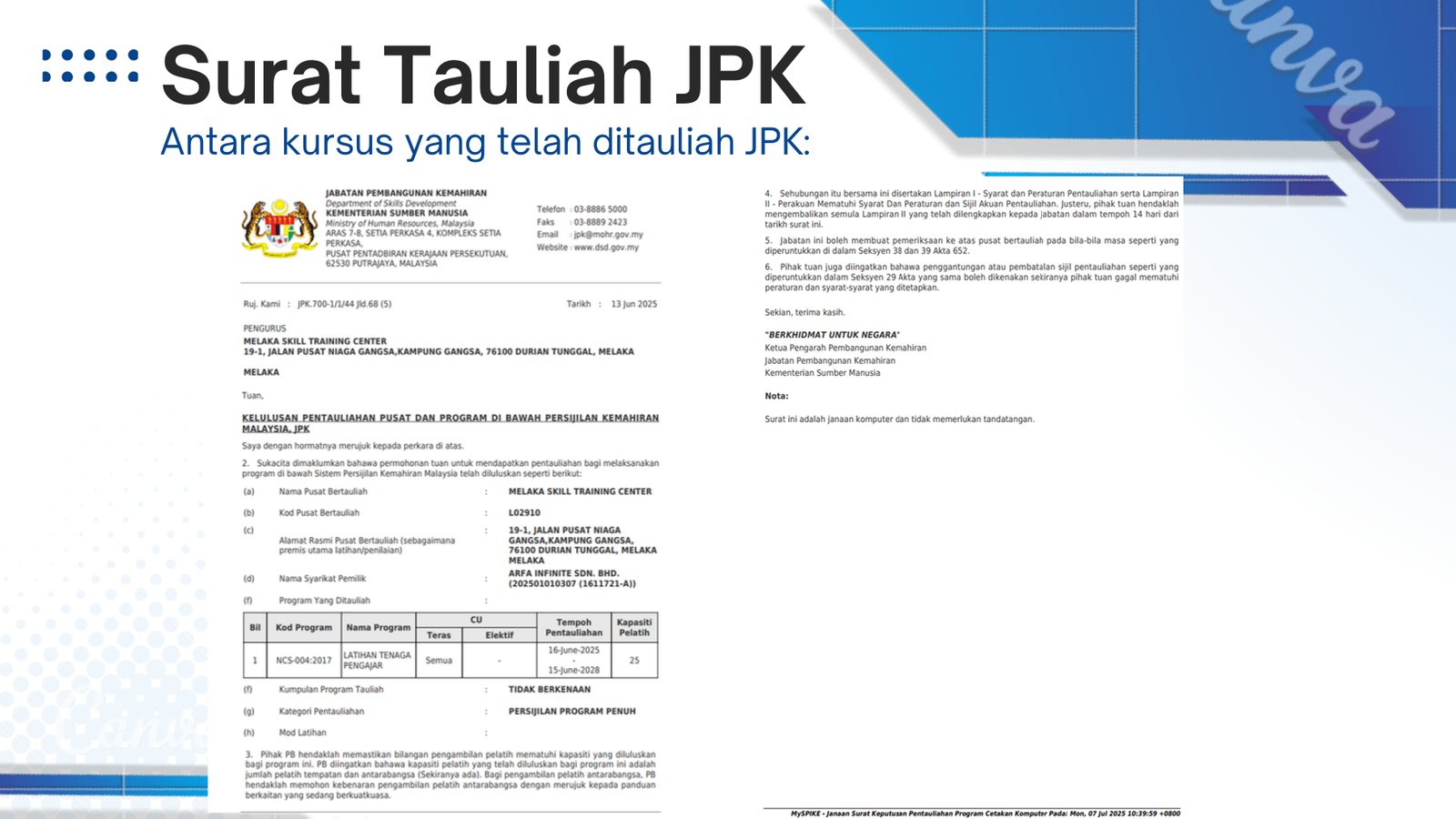 Surat tauliah JPK